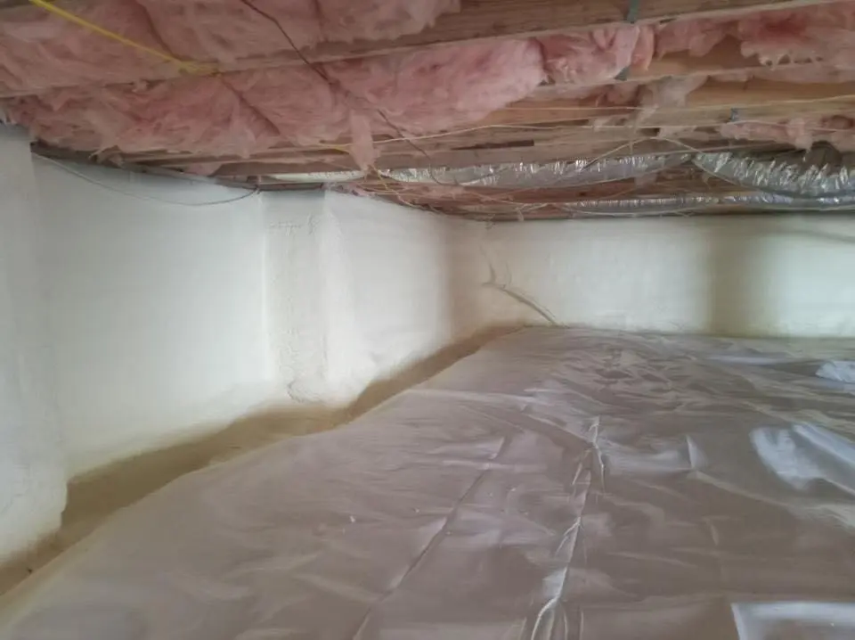 Crawl space encapsulation with closed-cell spray foam for Commercial Roof Restoration in Siloam Springs